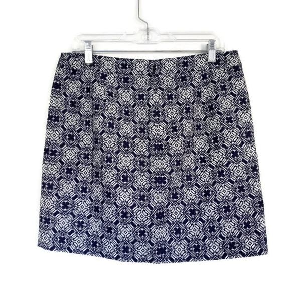 J. Crew Blue and White Patterned Cotton Skirt - Picture 2 of 5